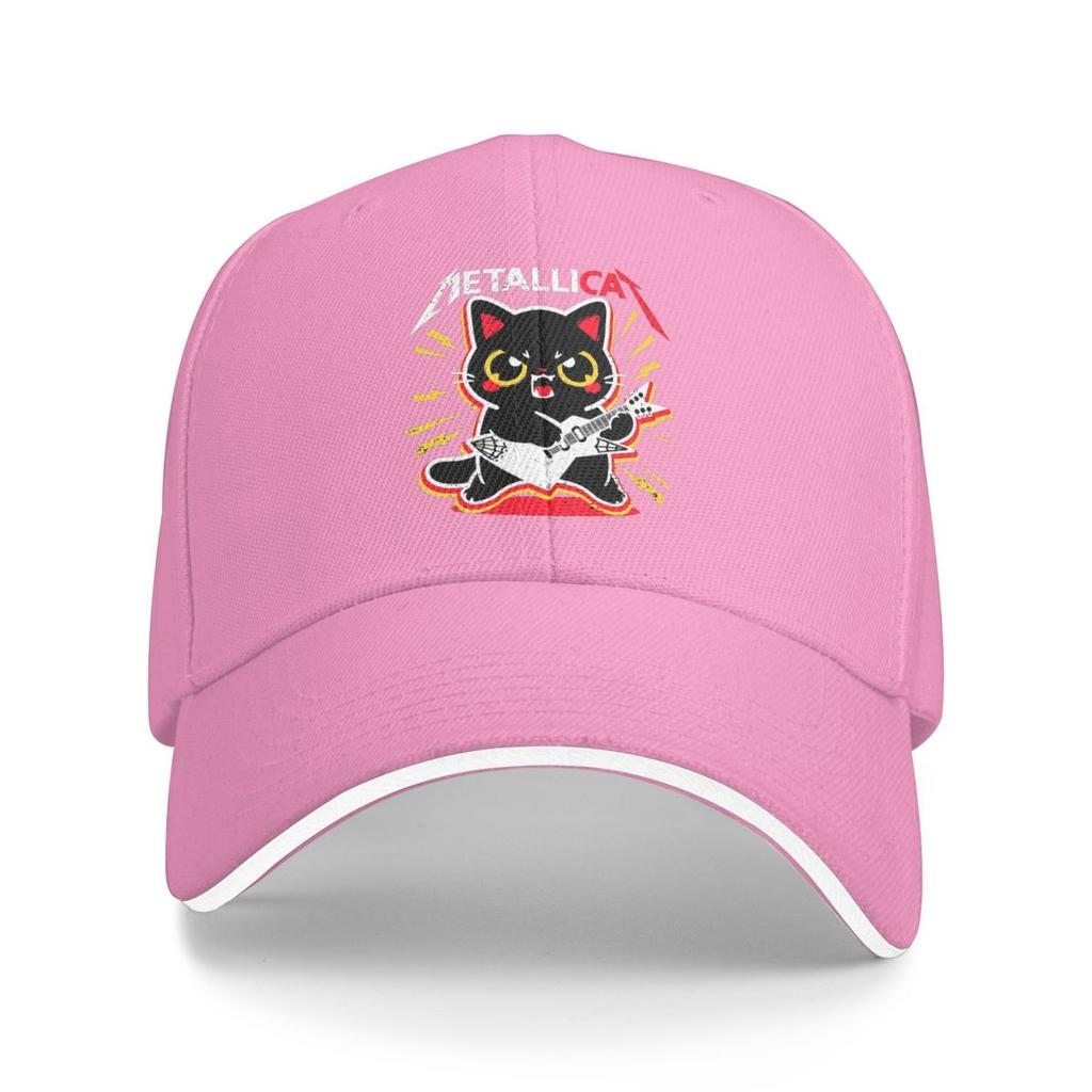 Meowtallica Rocking Black Cat Guitarist Baseball Caps Snapback Baseball Hats Breathable Casual Casquette Outdoor Unisex