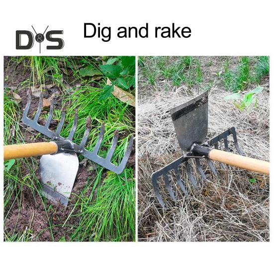 2-in-1 Weeding Rake Garden Hoe And Rake Heavy Duty Hand Weeder Gardening Hoe for Weeding Soil Loosening Landscaping