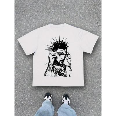 Unisexs High Street Punk Style Print Tshirt A Trendy Casual Style For Everyday Wear Perfect For Street Fashion Enthusiasts