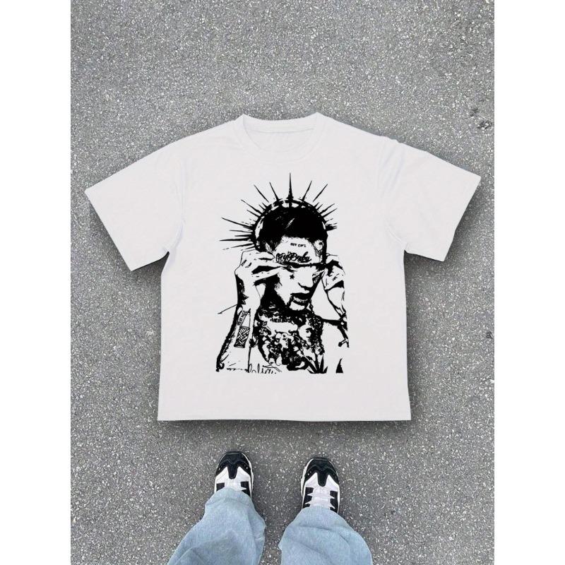 Unisexs High Street Punk Style Print Tshirt A Trendy Casual Style For Everyday Wear Perfect For Street Fashion Enthusiasts