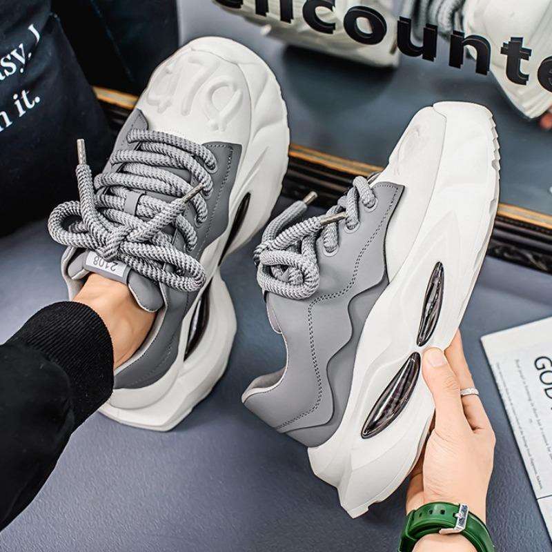 Fashion Fashion Chunky Men Designer Shoes Autumn Microfiber Leather Sneakers Korean Student Youth Men's Vulcanized Shoes Zapatos Hombre