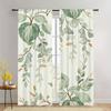 2pc Modern Eucalyptus Leaf Print Curtains - Polyester   Machine Washable   Suitable for Bedroom   Living Room   Kitchen   Bathroom