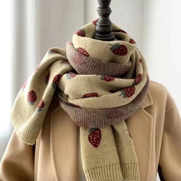 WTEMPO Gestrickte Jacquard Winter Lange Warme Schals Damen Verdickt Winddicht Kältebeständig Vielseitig Lässige Schals