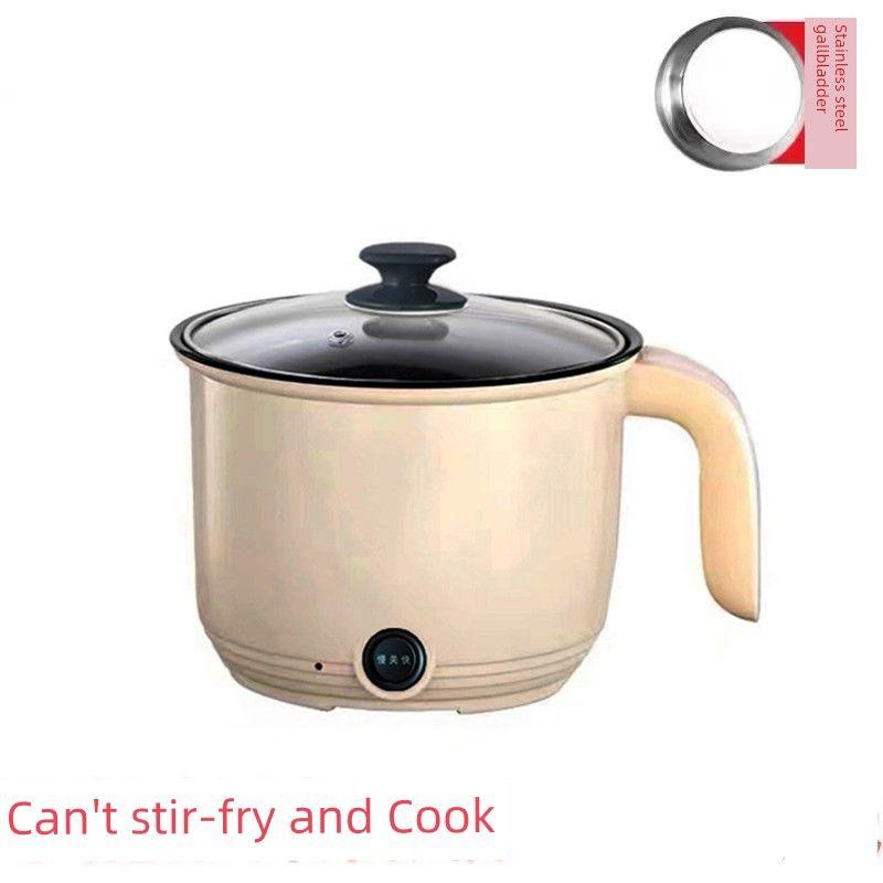 

Electric Frying Pan Multi-Functional Electric Food Warmer Student Dormitory Mini Electric Caldron Small Electric Pot For Home Non-Stick Hot Pot Khaki [stainless steel can only cook soup]]