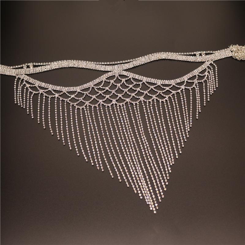 European and American Fashion White Gem Drop Pendant Head Chain Bridal Wedding Multi-Layer Rhinestone Forehead Lace Jewelry