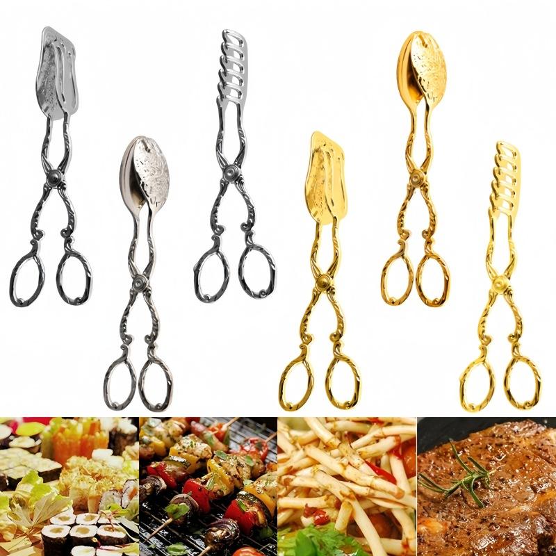 Europäischer Stil, Retro-Muster, Schnitzerei, Salatklemme, Brotklemme, Grillklemme, Buffetklemme, Heimgebrauch, Kuchen- und Dessertklemme