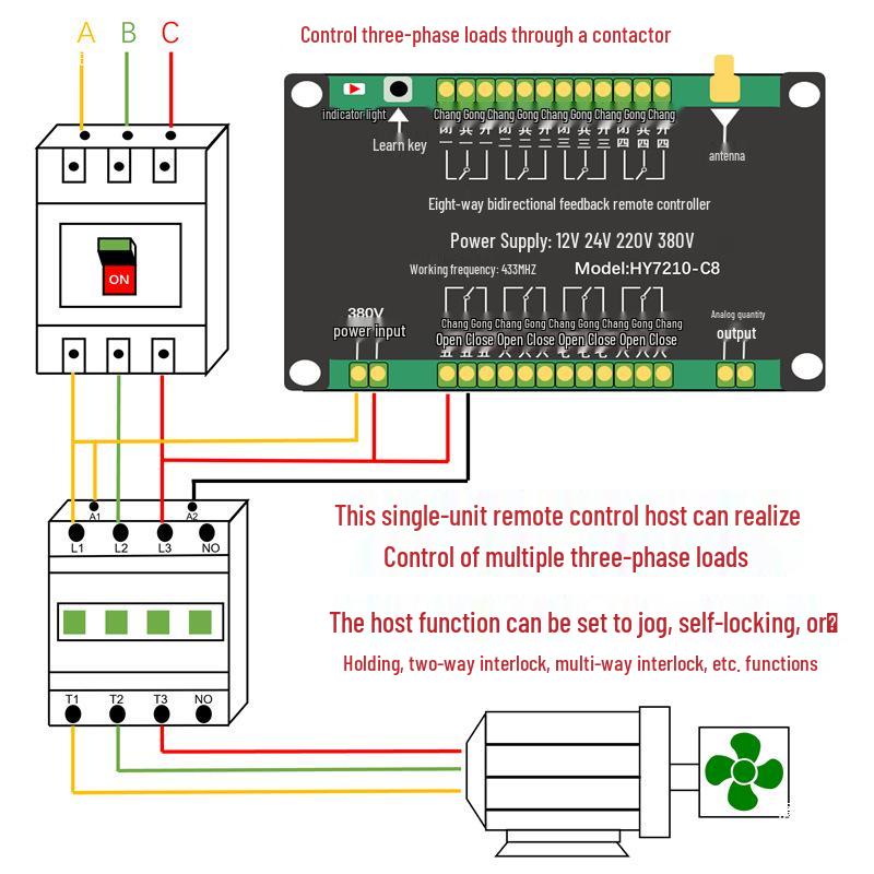 4/6-Way Wireless Remote Switch with Two-Way Feedback and Jog/Self-Locking Functions