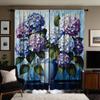2pcs HD Decorative Curtain Blue Purple Hydrangea Blue Tie Digital Printed Curtain Home Decor Style Decorate Living Room Bedro