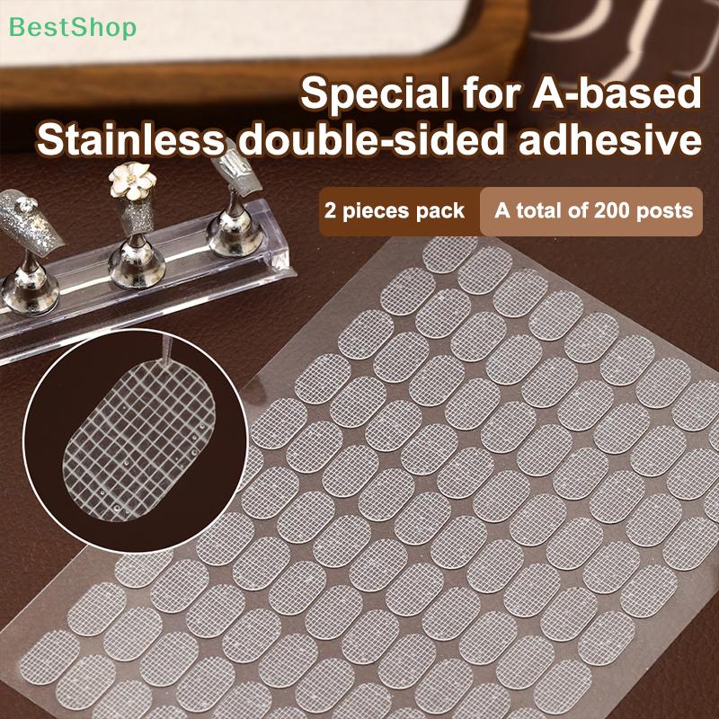 200pcs/2sheet Press On Double Side Jelly Tape Nail Glue Adhesive Clear Stickers Manicure Art Display Stand Tools