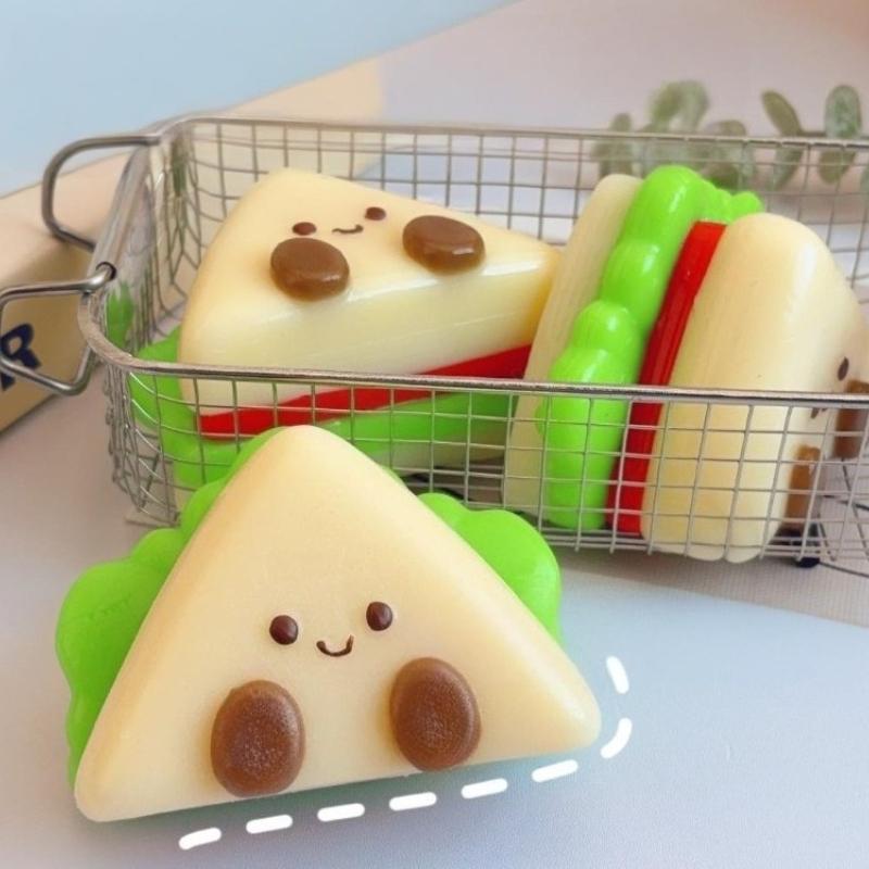 Squishy Sandwich Squeeze Stress Toy Cute Thick Toast Fast Rebound Decompression Toys Lovelys Soft Relax Triangular Bread Gift