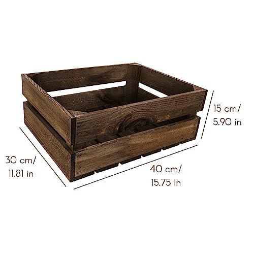 Creative Deco Lot De 3 Caisse En Bois Wengé | 40 X 30 X 15 Cm | Caisse Rangement Bois | Caisse En Bois Vintage | Cagette En Bois