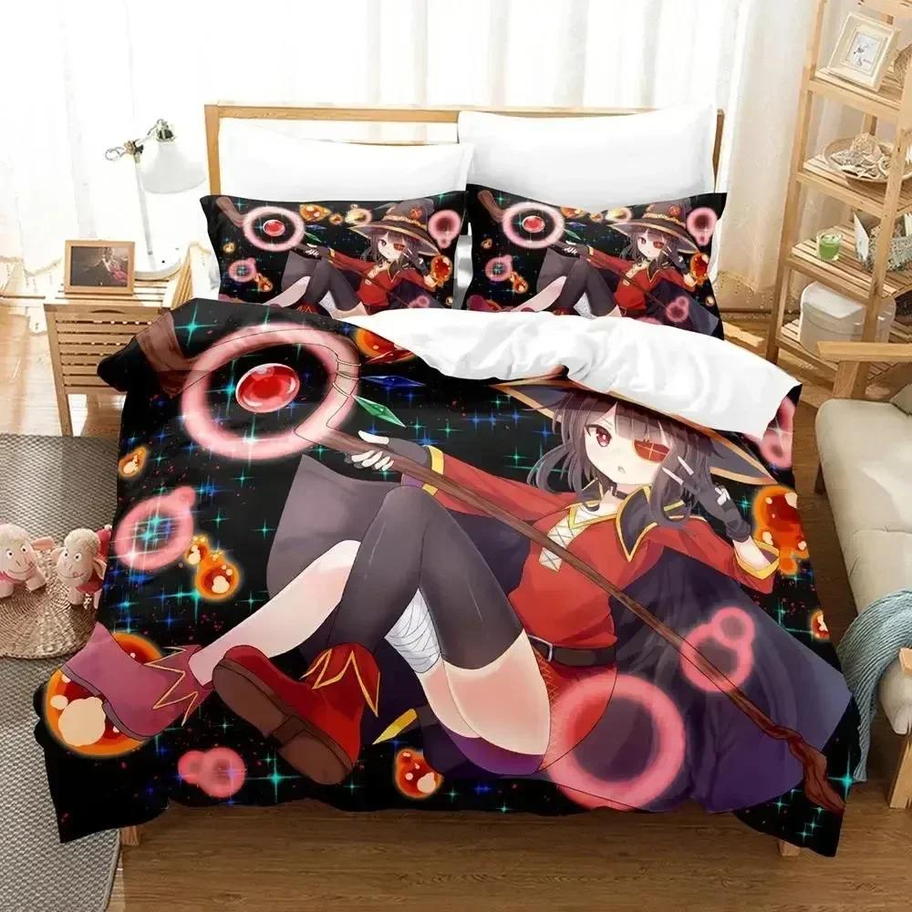 3d Anime KonoSuba Bedding Set Printed Bed Set With Pillowcase Bed Duvet Cover Soft Queen King Size Bedclothes Home Kids Adult