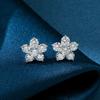 Moissanite 5 Petal Flower Earrings White Gold Stud Earring for Women 925 Sterling Silver Moissanite Diamond Earring Gift