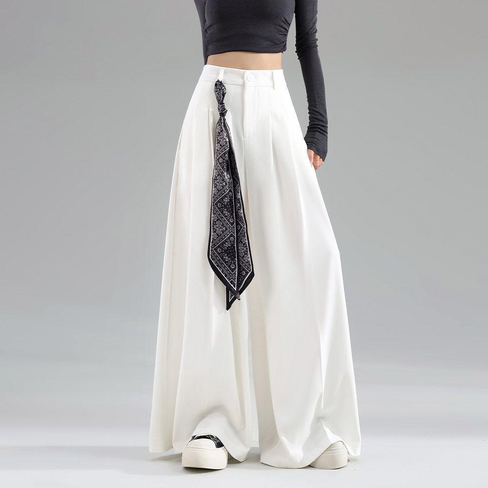 Women's Drapey Wide-Leg High-Waisted Slimming Floor-Length Pants - 2026 Spring/Summer Collection