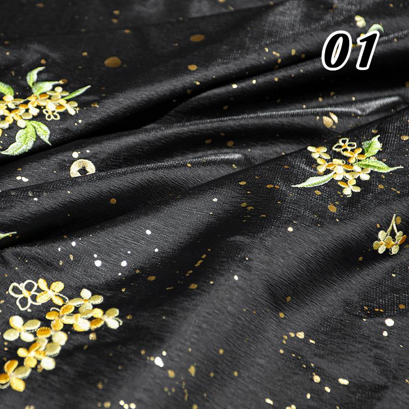 100x150cm Ancient Style Embroidery Fabric Chinese Style Tulle Fabric For DIY Hanfu Cheongsam Wedding Dress Stage Costume Decor