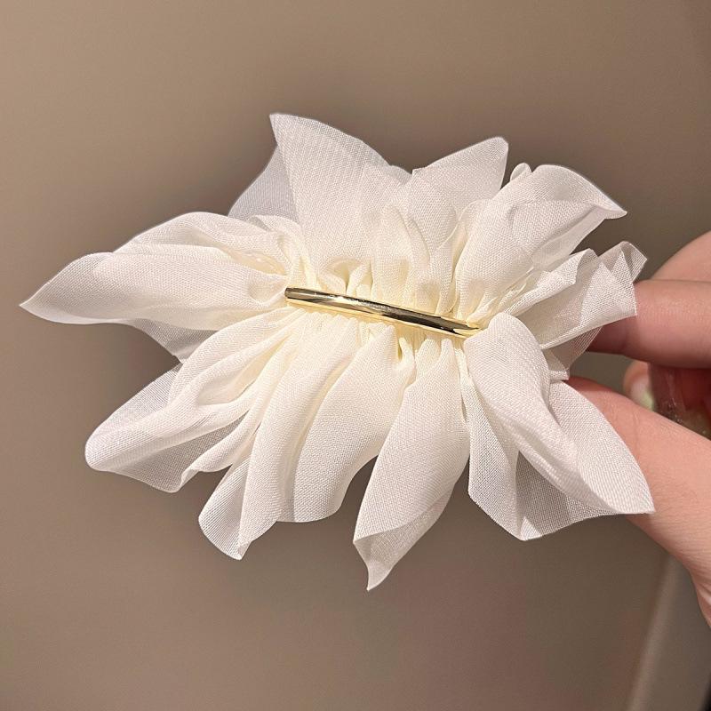 Elegant Chiffon Floral Hair Clip for Women - Summer Spring Ponytail Accessory