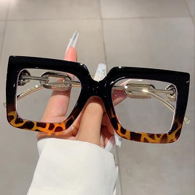 Vintage Square Anti Blue Light Glasses Metal Chain Frame Luxury Designer Optical Eyewear For Women Men Prescription Myopia