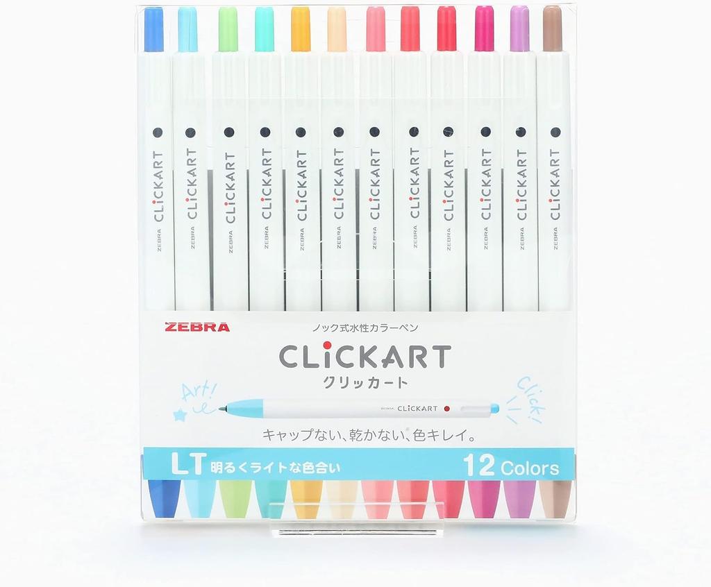 Zebra Clickart Pen LT Set Water-Based 12-Color WYSS22-12CLT