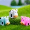 Colorful Mini Resin Cow Figurines For Creative Diy Garden Decoration