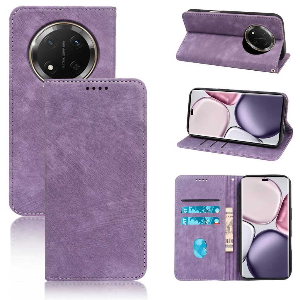 For Honor X60 Pro 5G/X9c 5G Case Strong Magnetic Leather Wallet Phone Cover with Striped Texture