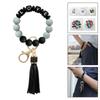 Cute Wristlet Keychain Bracelet with Tassel Pendant PU Leather Colorful Holder Jewelry Big Circle