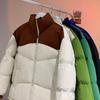 Cotton Jacket Men and Women with The Same Paragraph Winter Trend of Loose Stand-up Collar Color Blocking Couple Paragraph Cotton Jacket Jacket Men