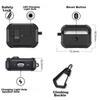 AirPods 3 Case, Shockproof Armor Shell for Third Generation Apple Wireless Bluetooth Earphones, Anti-Loss Smart Opening Clasp with Hook, Black