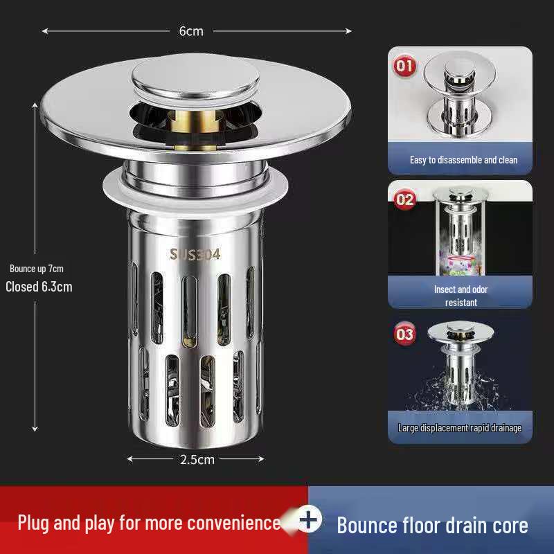 Pop-Up Sink Stopper & Filter: Odor-Proof, Anti-Clog Basin Accessory