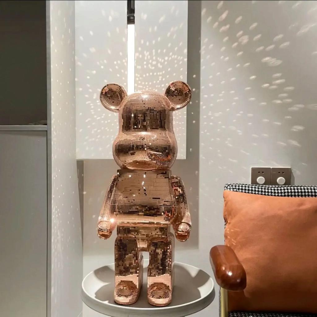 50cm Large Bear Figurine Aesthetic Disco Mirror Violent Bear Statue Reflective Sculpture Figurine Luxuryroom Decoration Ornament