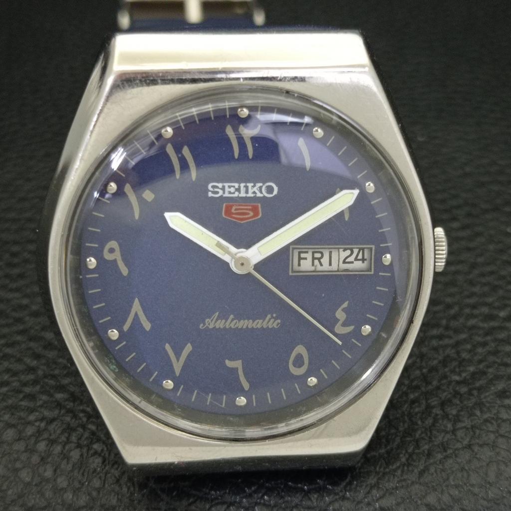 SEIKO 5 AUTOMATIC 6309A JAPAN MENS VINTAGE ARABIC BLUE DIAL WATCH a701663-5 R206c-a701663