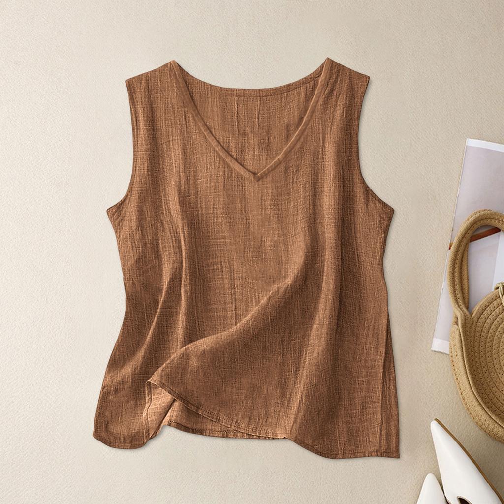 Sleeveless V Neck Tank Top for Women Lightweight Casual Loose Fit Summer Blouse Soft Breathable Fabric