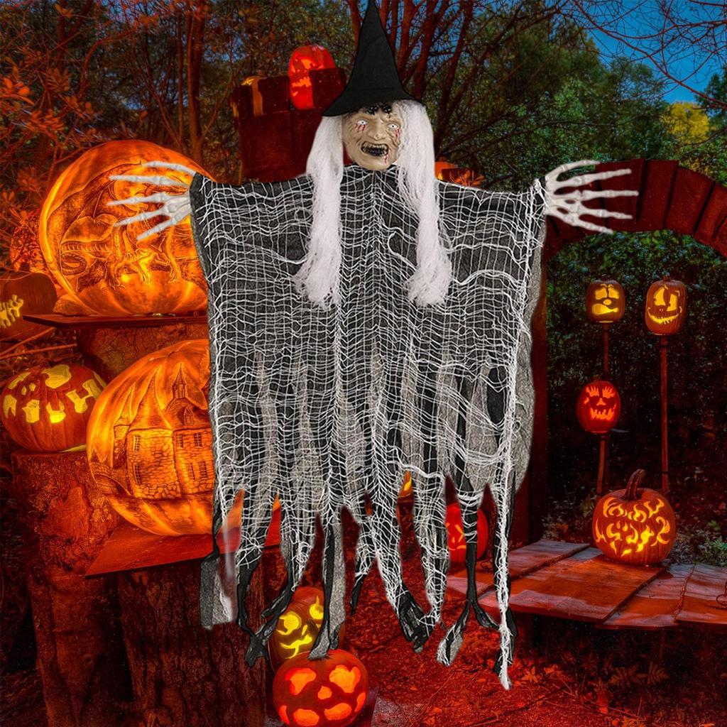 Halloweendekorationer Läskig Häxa Spökhus Hängande Ornament för Inomhus Utomhus Festtillbehör Veranda Gård Gräsmatta Trädgård