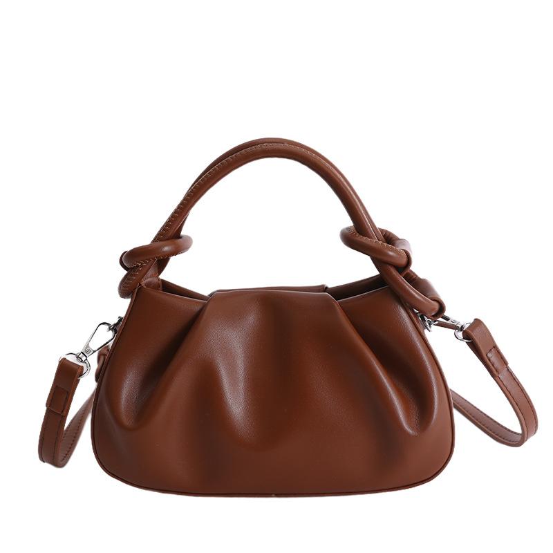 High End Trend Solid Color Pleated Design Messenger Bags Women Simple Temperament PU Leather Shoulder Bag Exquisite Handbags