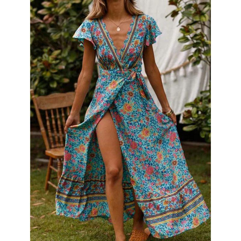 

Sun Dress Ladies Sexy V Neck Summer Dress Sundress Sexy V-neck Dress green M