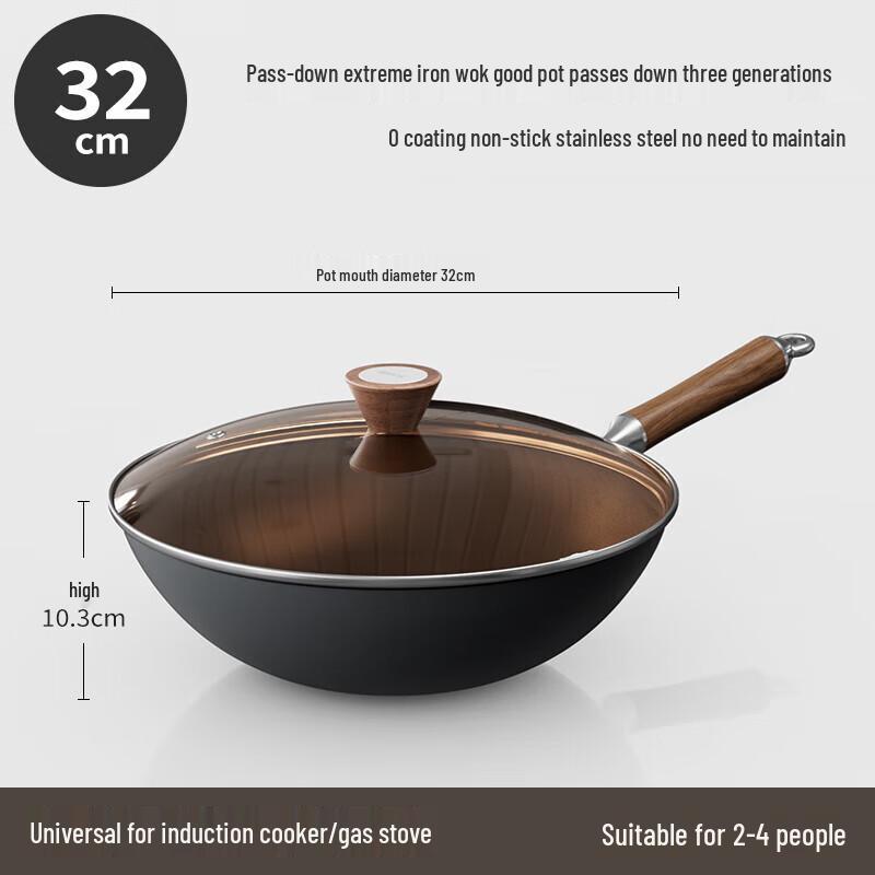 32cm Titanium Non-stick Wok
