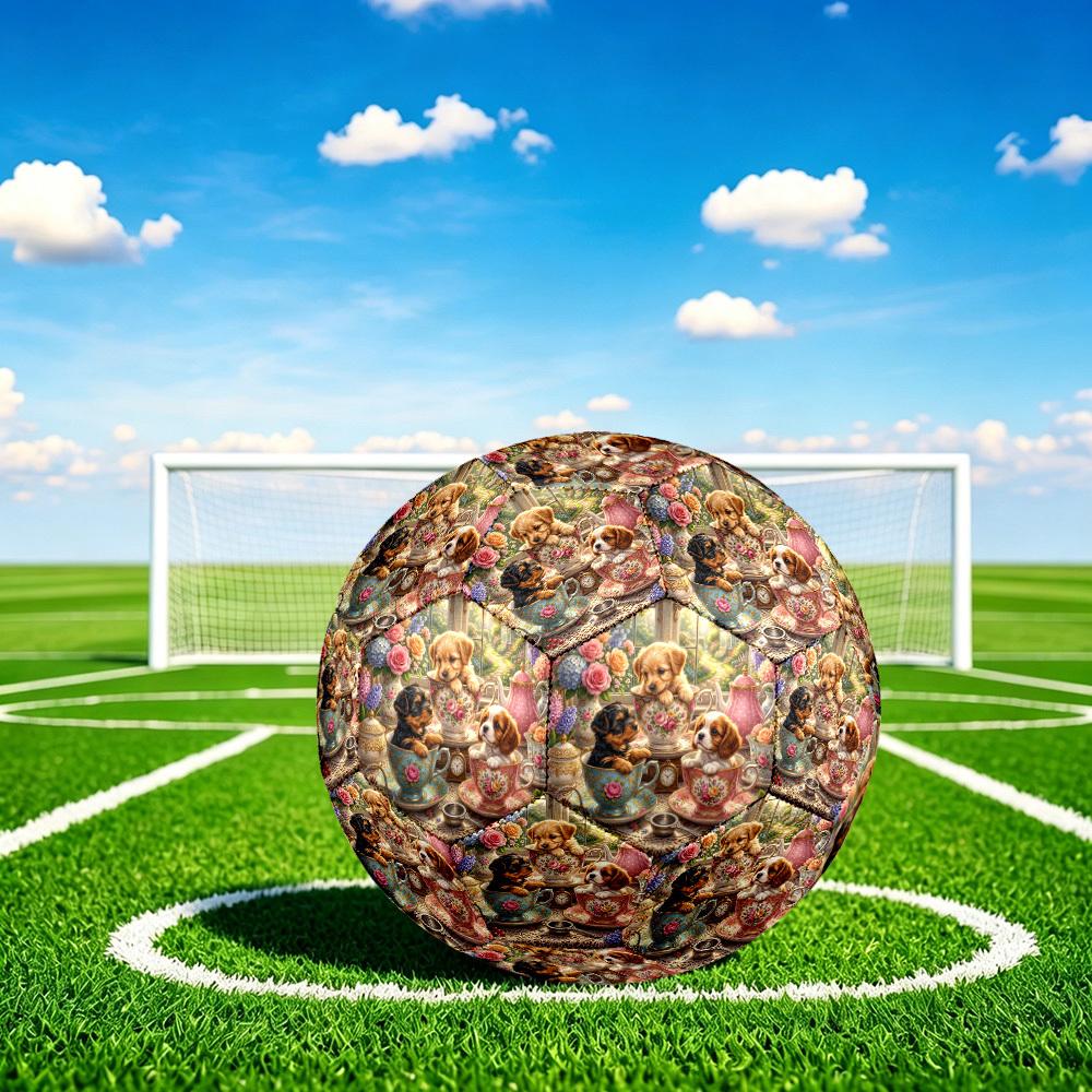 1pc Tea Party Puppies Durable Size 5 Soccer Ball Professional Match Training Football Indoor &Outdoor Sports Ball p60115 Size 5