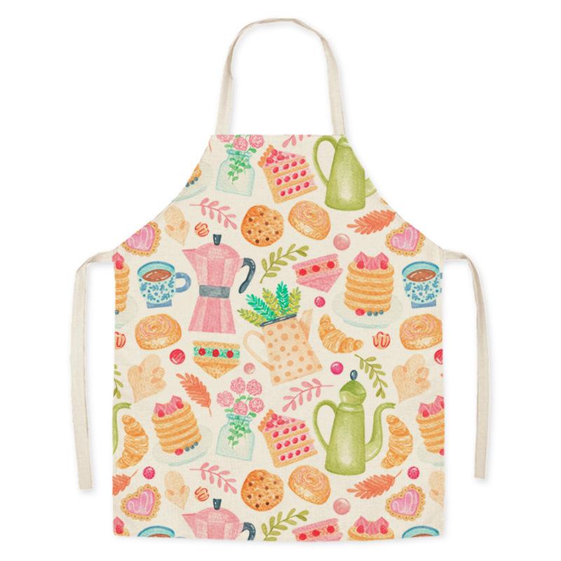 Kitchen Linen Apron Summer Orange Lemon Print Fruit Pattern Parent-child Sleeveless Apron Kitchen Cooking Home Cleaning Apron