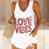 3D Hartvormig Patroon Bedrukte Tanktops voor Dames Workout Yoga Sportschool Bedrukte Zomer Sportshirts Grote Maten Vesten Valentijnsdag Exclusief