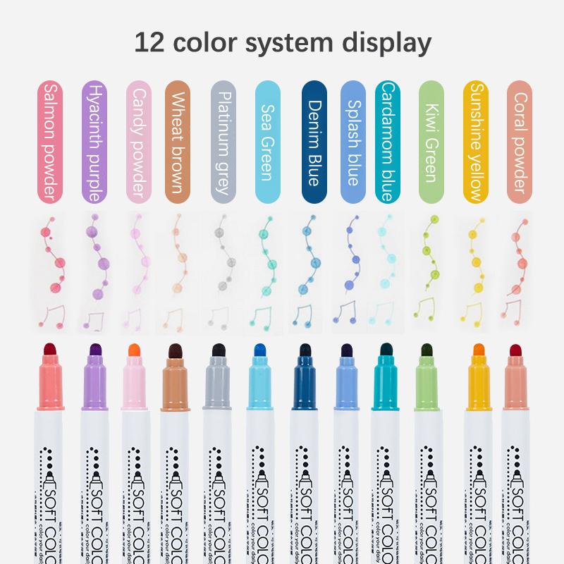 6Pcs Double Tip Fine Pen Light Color Dot Painting Brush Set Marker Painting Set Painting Pen Office School Supplies Art Supplies