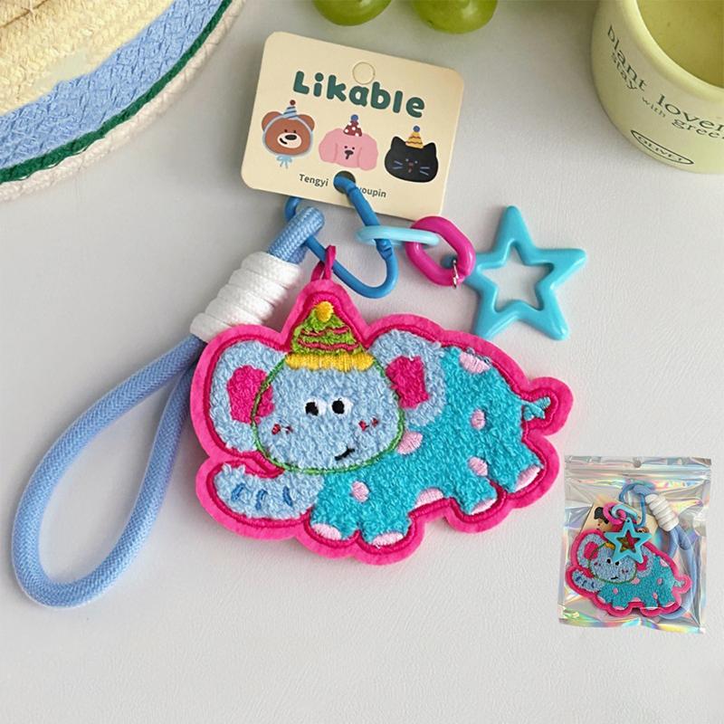 Cute Cartoon Embroidery Animal Felt Keychain Soft Plush Keyring Stuffed Key Holder Lovely Backpack Pendant Bag Charm Couple Gift
