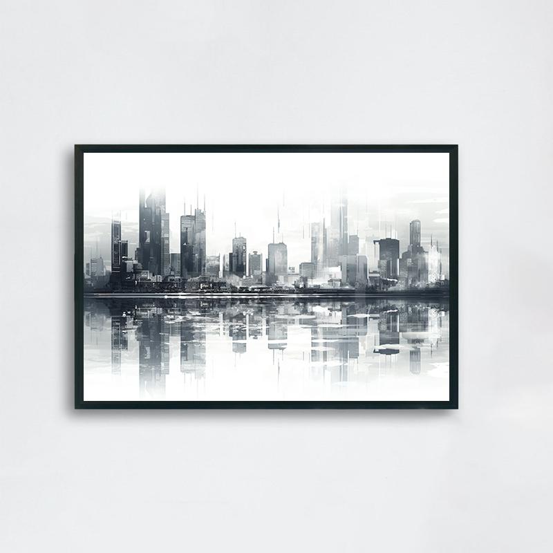 Futurism Cyberpunk Style City Landscape Poster Watercolor Prints Canvas Painting Wall Art Pictures Home Room Modern Sci-fi Decor