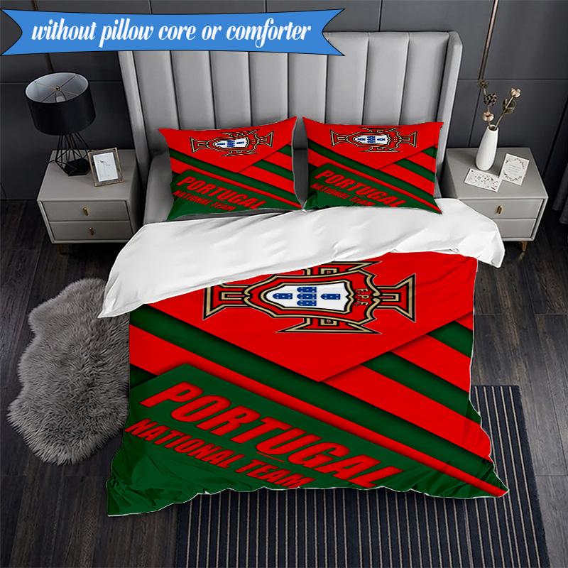 3PCS Portugal's National Emblem Bedding Set 2D Printing (Includes 1 Duvet Cover + 2 Pillowcases Coreless), Bedroom decor,Fan gift