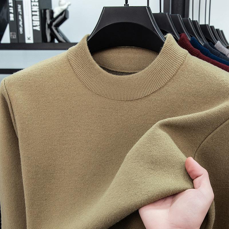 Men s 2025 Autumn/Winter Semi-High Neck Thick Knit Sweater 3XL
