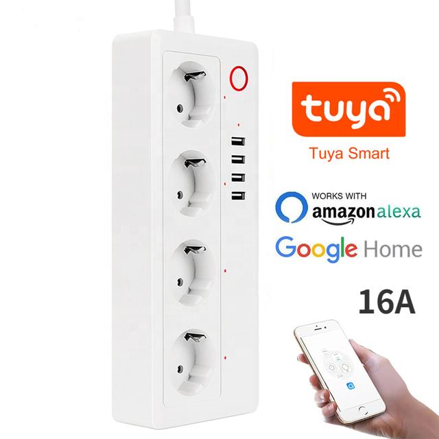 Melery Tuya Wifi Smart Strømskinne EU US Brasil UK Australsk Plugg Stikkontakt USB Ladeuttak Fjernstyrt av Alexa Dot Google Home Kontor