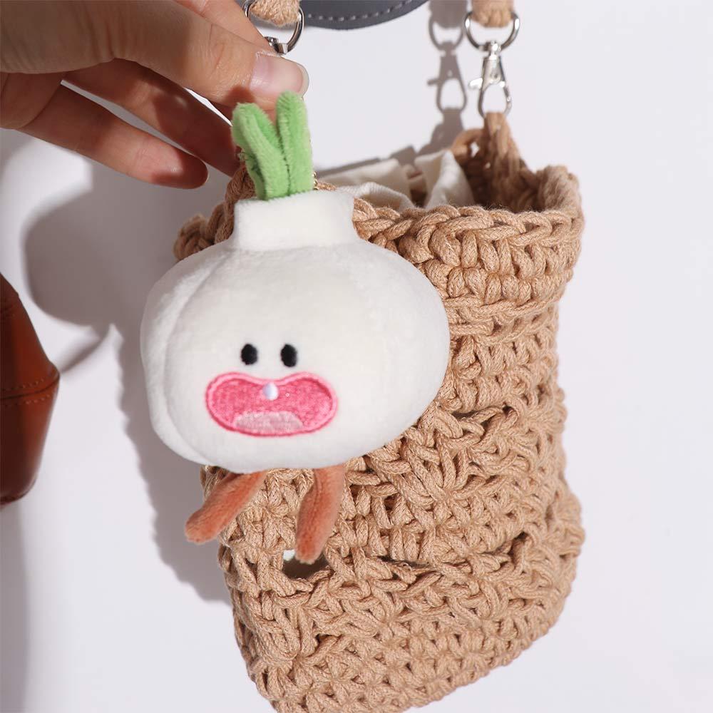 Cute Funny Garlic Plush Doll Plant Key Ring Garlic Pendant Vegetable Keychain Bags and Keys