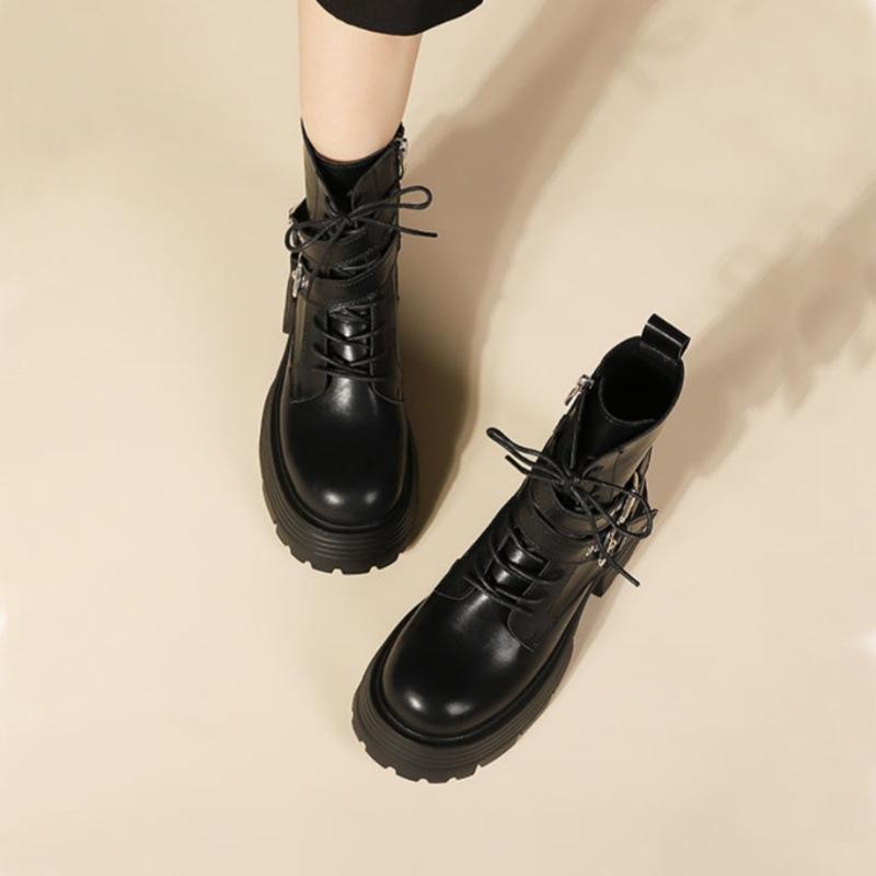 Platform Martin boots women's spring and autumn 2025 new thick heel British punk locomotive boots small height-increasing short boots summer