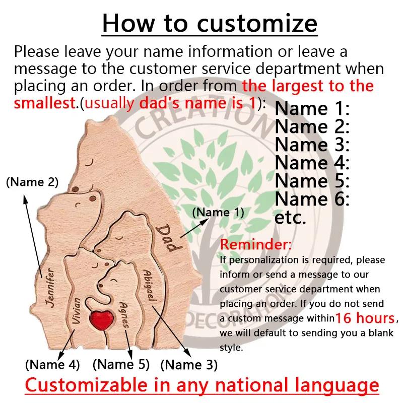 Customizable 3D Wooden Bear Art Decor Laser-Cut Handcrafted Warm Sentimental Gift for Mom Family Friends This Christmas