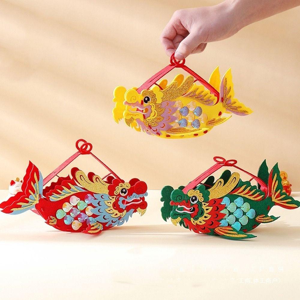 Non-Woven Fabric Dragon Boat Festival Fish Lantern Chinese Style Fish Shape Storage Basket DIY