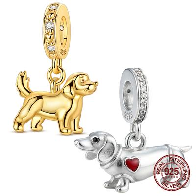 Teckel Bedels Koper Golden Retriever Puppy Dangle Hanger Past Bangle Armband Ketting Diy Sieraden