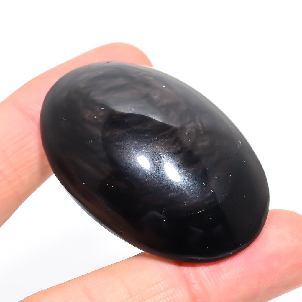 Obsidian Eye 3.6x5.2mm Natural Cabochon Fine Loose Gemstone 160.1Cts.